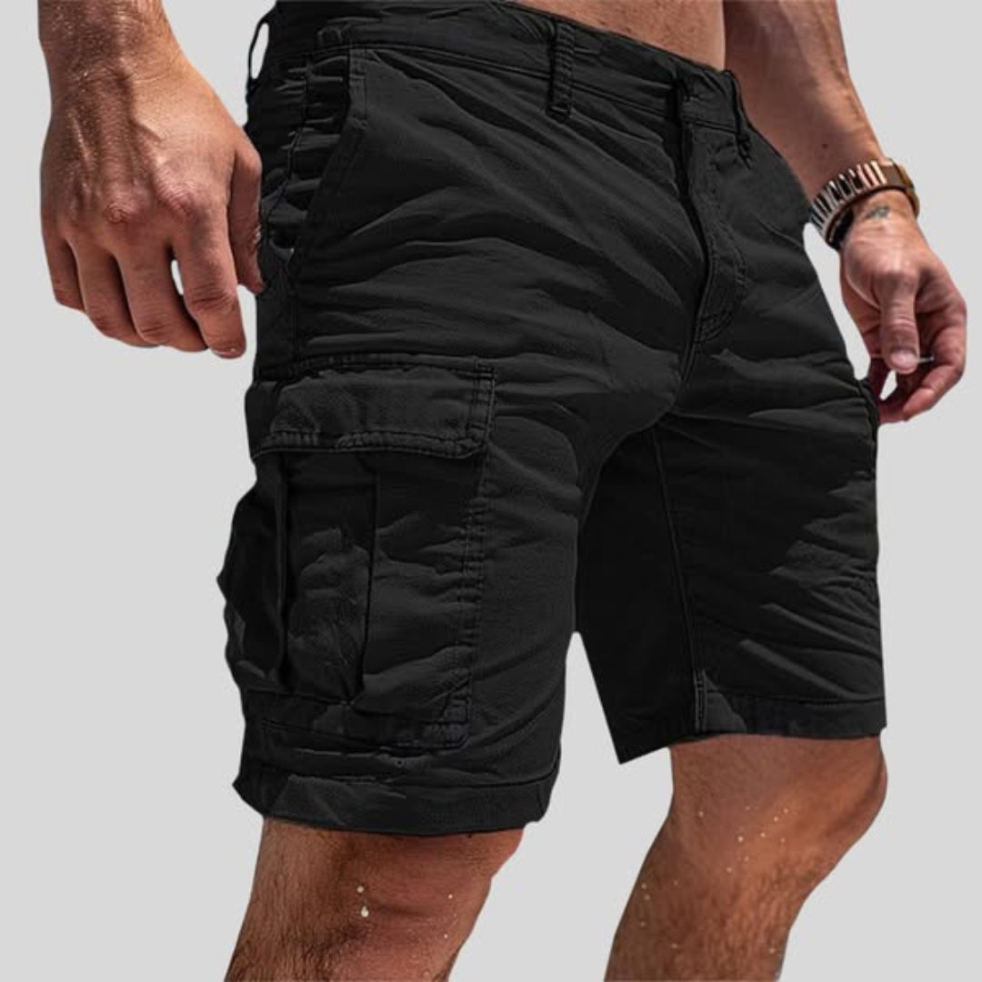 Legergroene heren cargo short, functioneel design met opbergzakken, beschikbaar in grote maten.