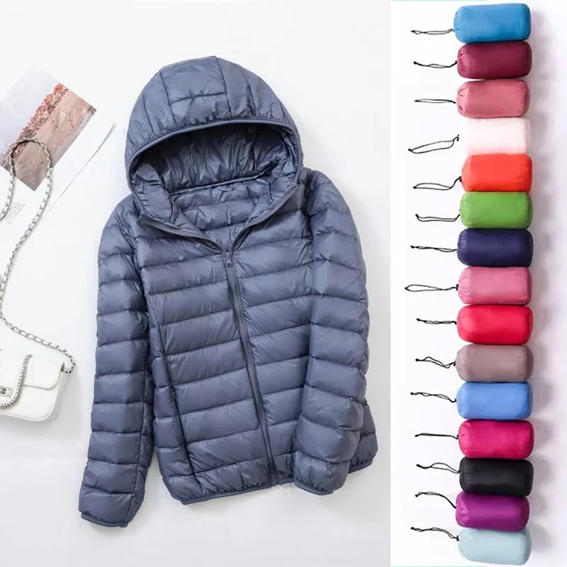 Hoymans donsjas voor dames met capuchon, stijlvol en warm, perfect lichtgewicht.