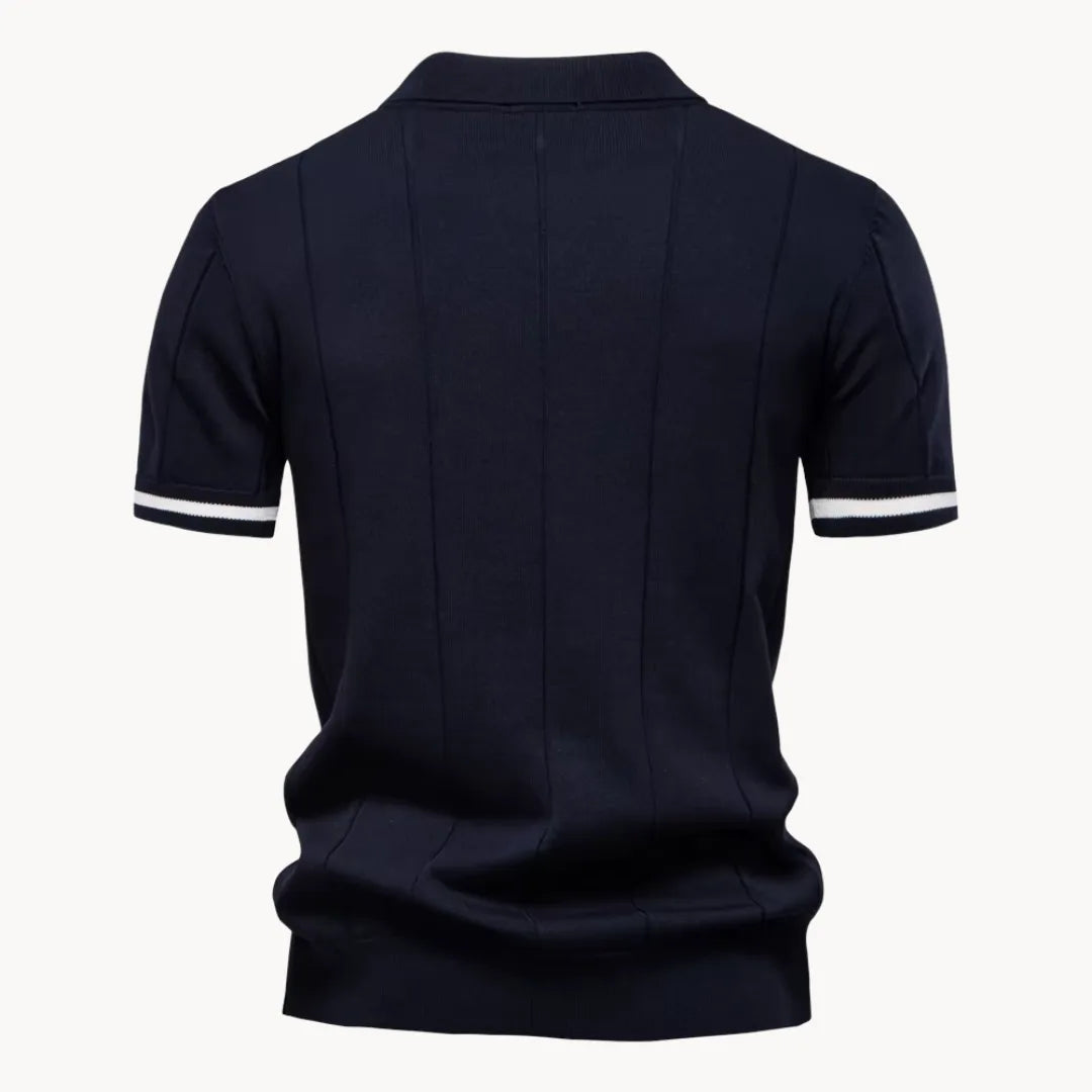 Smart-casual heren polo met ritskraag, ideaal voor warme lente- en zomerdagen. Ultiem comfort.