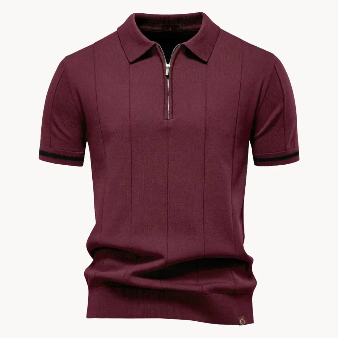 Stijlvolle heren polo met ritskraag, perfect te combineren met een chino voor een smart-casual outfit.