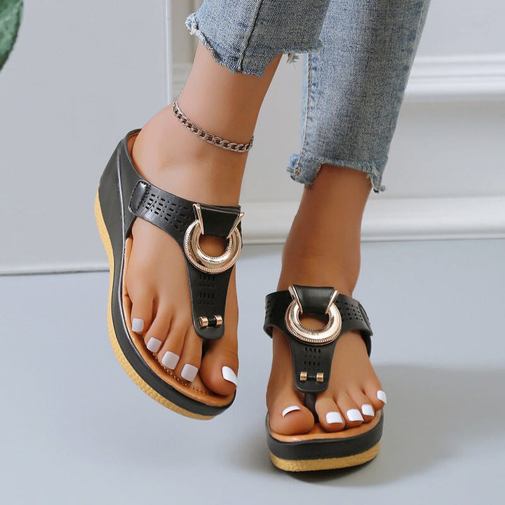 Elegante zwarte orthopedische sandalen voor dames voor dagelijks gebruik