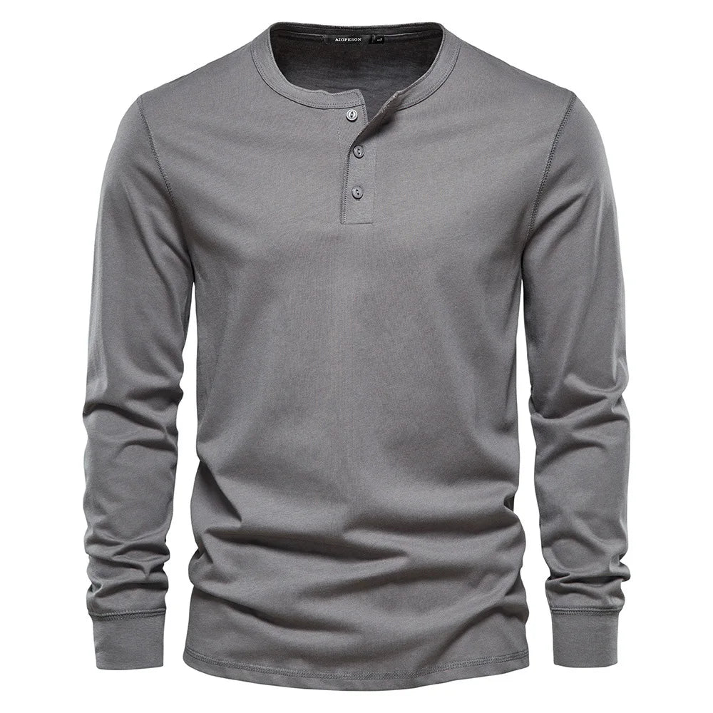 Grijs Henley T-shirt voor mannen, tijdloos design, perfect voor dagelijks gebruik