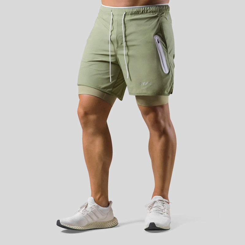 Comfortabele heren gymkleding: 2-in-1 sportbroek die stijl en functionaliteit combineert.