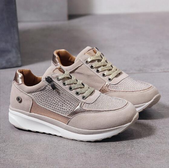 Dames wandelschoenen met zijrits, orthopedisch comfort en antislipzool voor voetpijn verlichting, ideaal voor dagelijks gebruik.