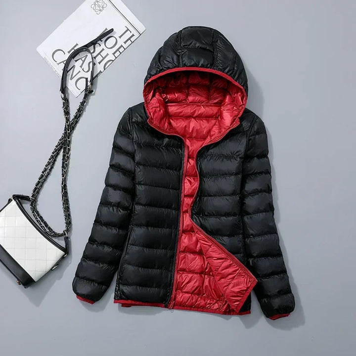 Hoymans dames donsjas, capuchon, pufferjack, ideale bovenkleding voor koude temperaturen.