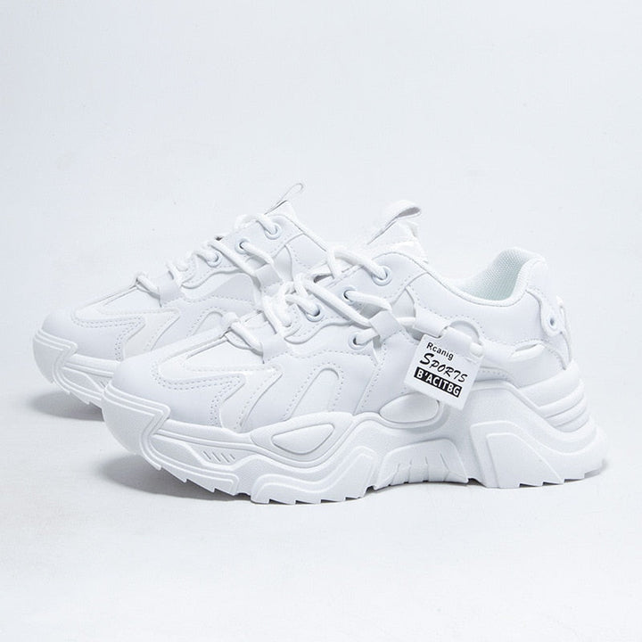 Modieuze chunky sneakers voor dames met dempende zool en vetersluiting