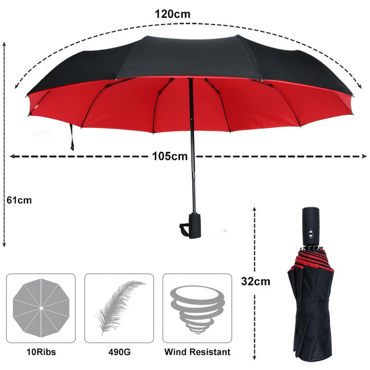 Optimale bescherming met deze winddichte stormparaplu; geen angst meer voor slecht weer.