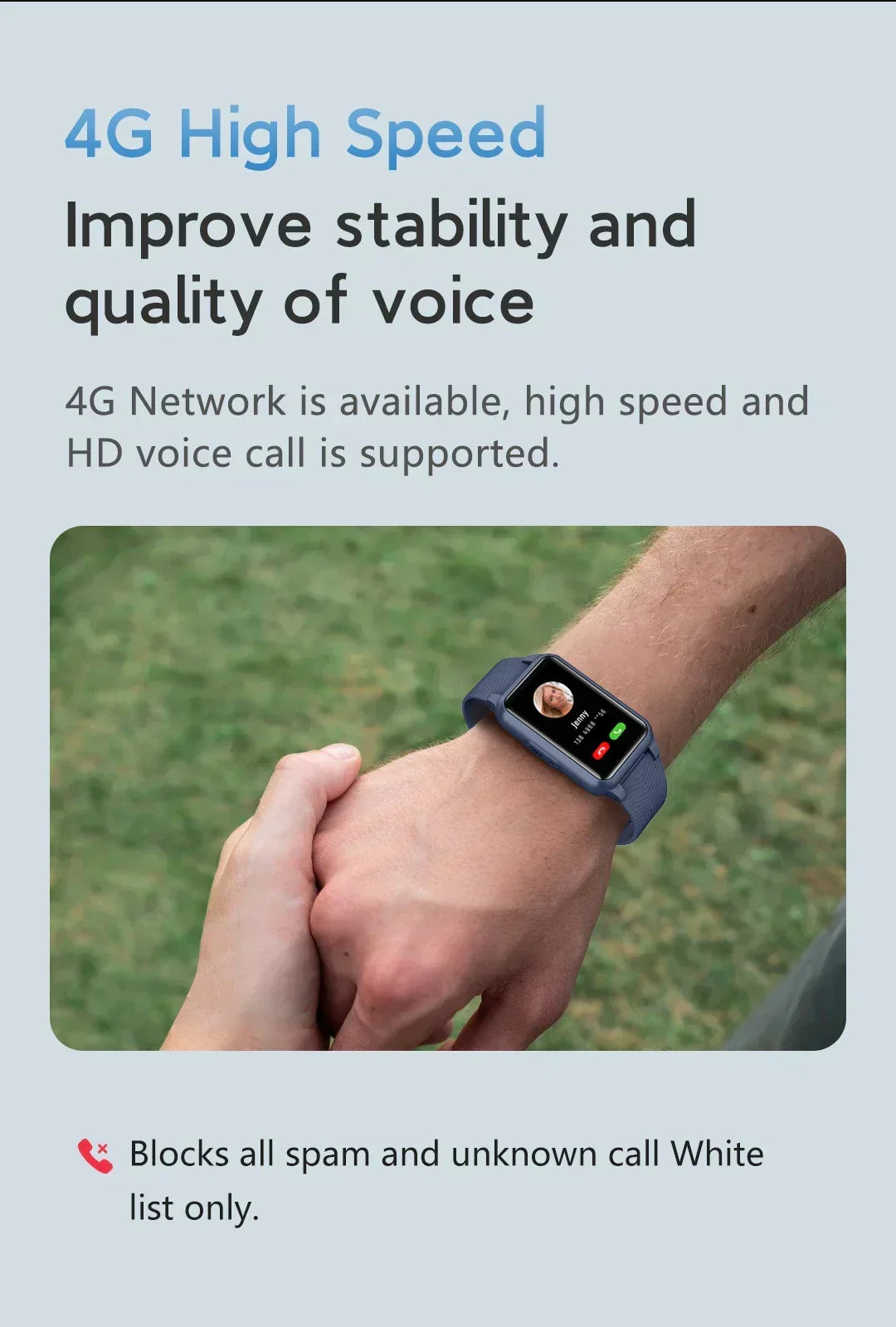 De grote, duidelijke noodoproepknop op de senior smartwatch. Snelle verbinding met contactpersonen in geval van nood.