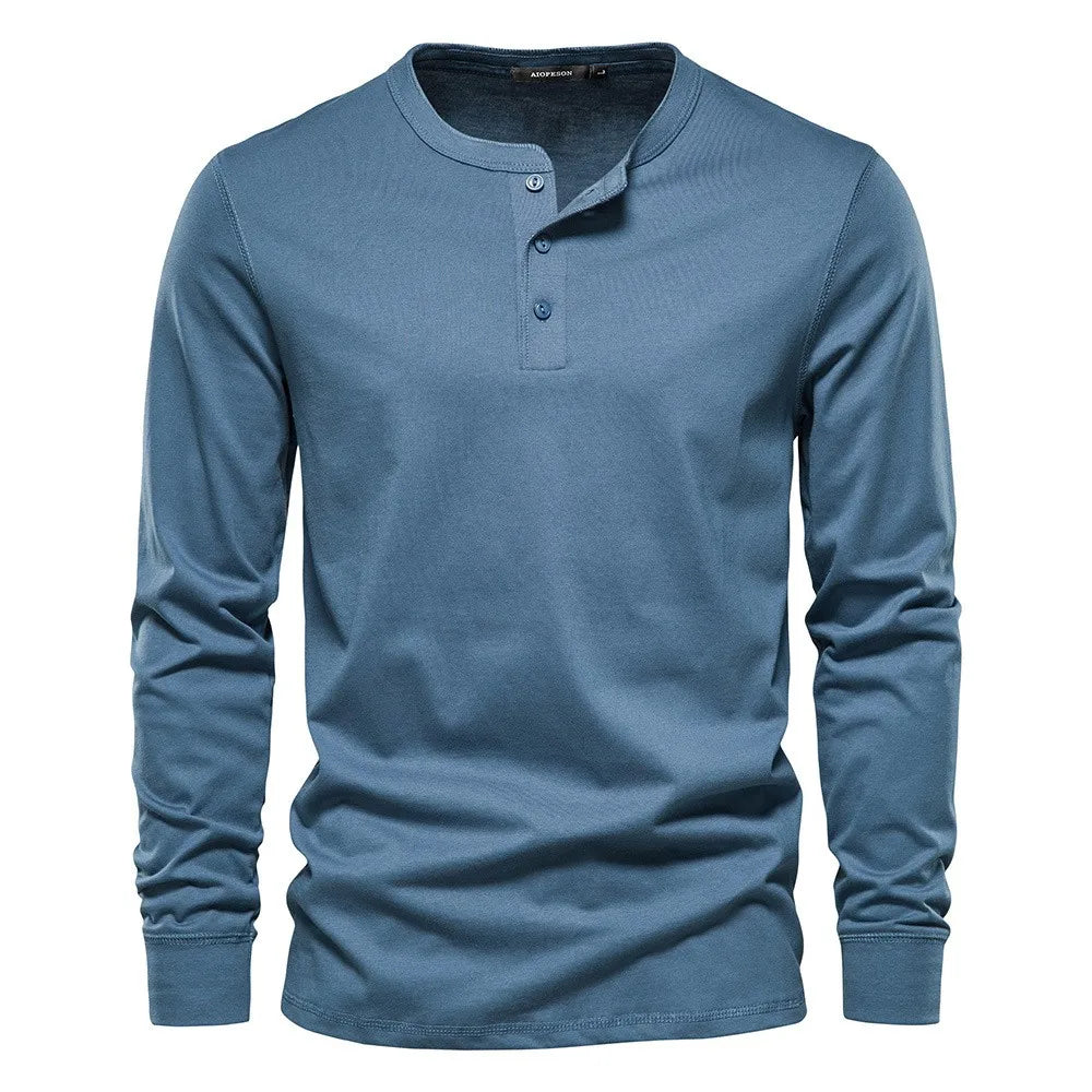 Lichtblauw Henley shirt voor heren, ademend voor de warmere dagen