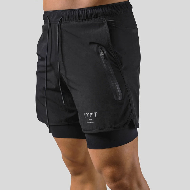 Heren hardloopbroek 2-in-1, perfect voor intensieve trainingen en fitness. Biedt comfort en stretch.