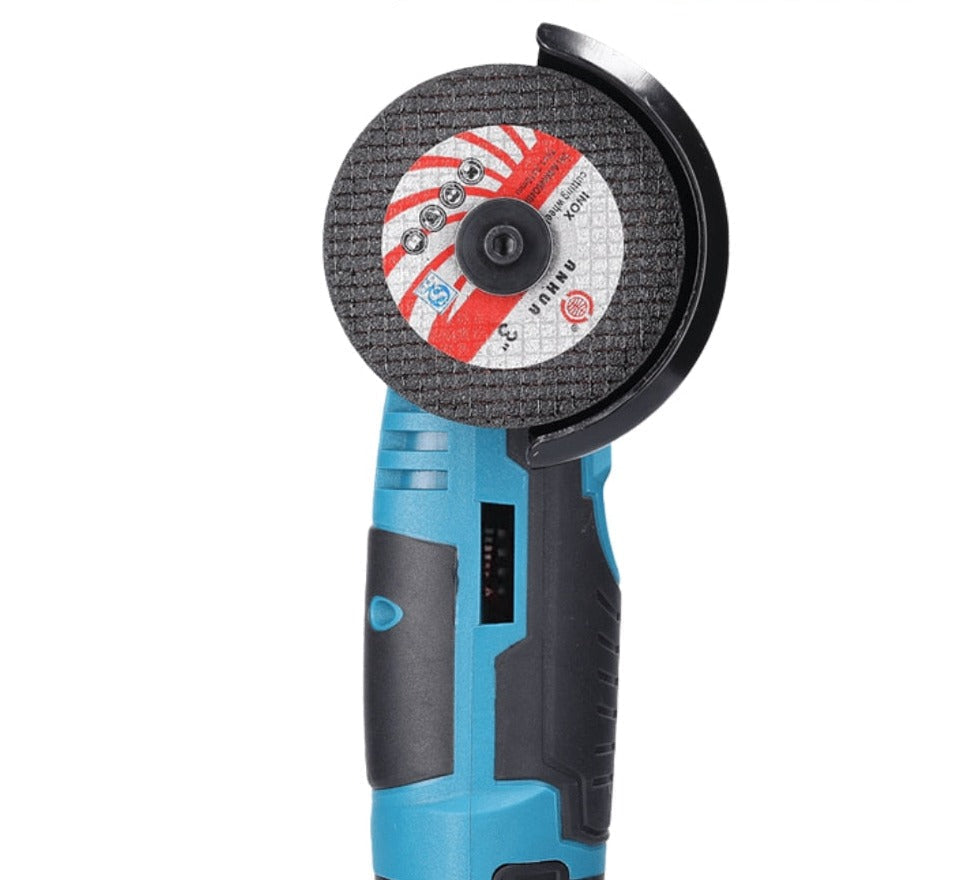 Draadloze slijptol met ergonomische handgreep en beschermkap