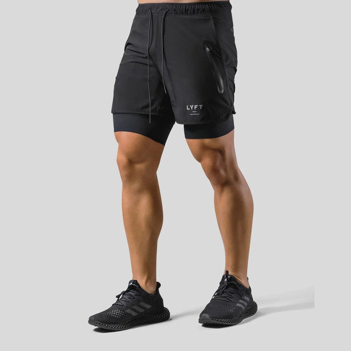 Heren workout broek met innerlijke compressie short, voor extra ondersteuning tijdens het sporten.