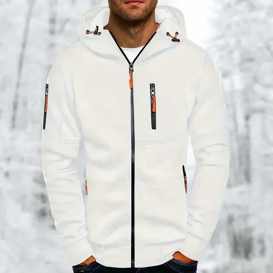 Casual MetroFlex heren hoodie met ritssluiting; veelzijdige bovenkleding voor comfortabele, stijlvolle outfits.