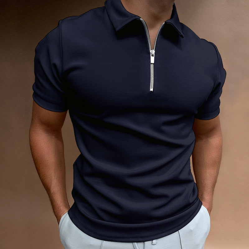 Comfortabel heren poloshirt met ritskraag en korte mouwen, een veelzijdige keuze voor herenmode.