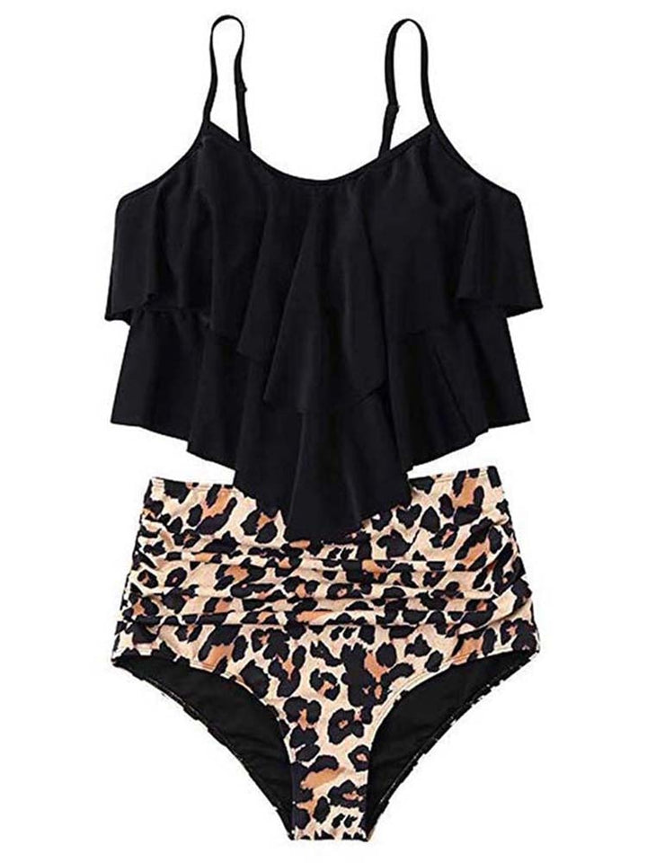 Dames high waist bikini met luipaardprint broekje