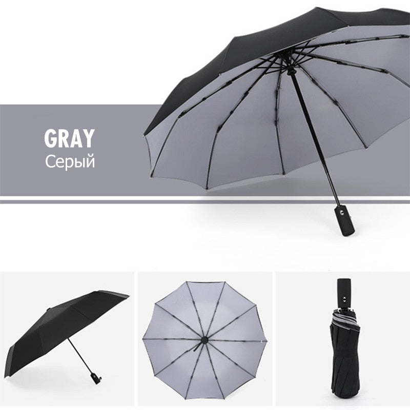 Weerbestendige outdoor stormparaplu, essentieel voor wandelen en buitensport bij slecht weer.