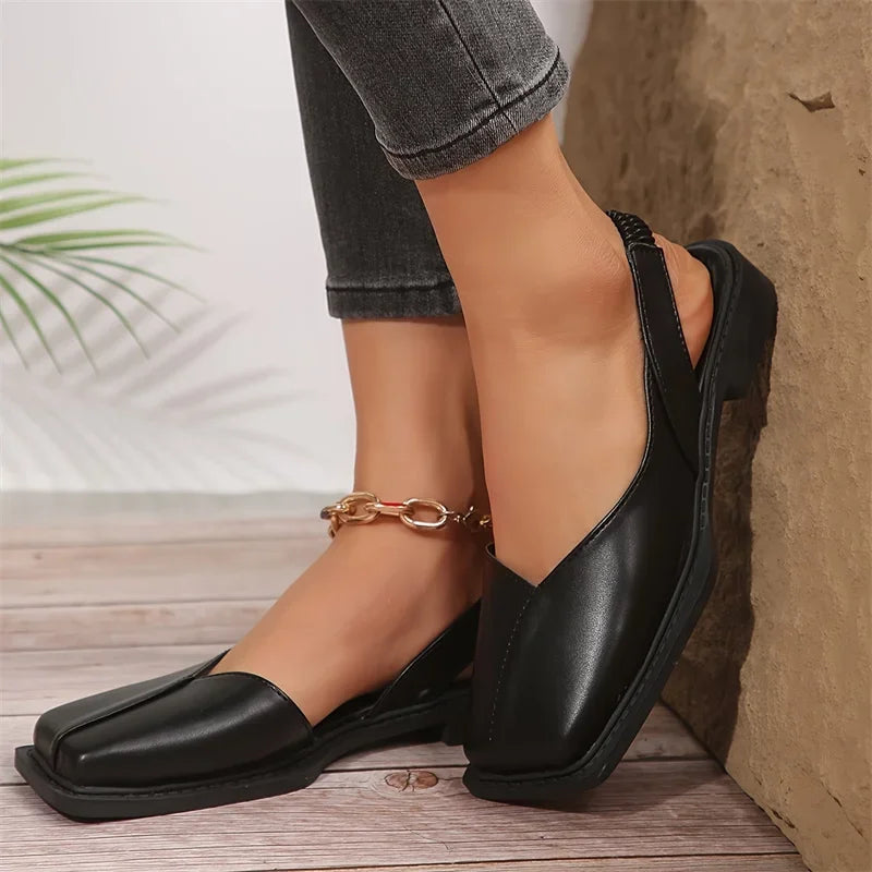 Trendy dames slingback flats, vierkante neus, ultiem comfort en elegantie voor casual én chic.