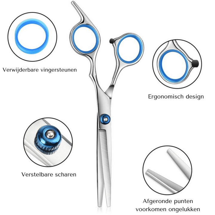 Pro DIY kappersset: 10-delige roestvrijstalen set voor thuis haarknippen, ergonomisch & duurzaam.
