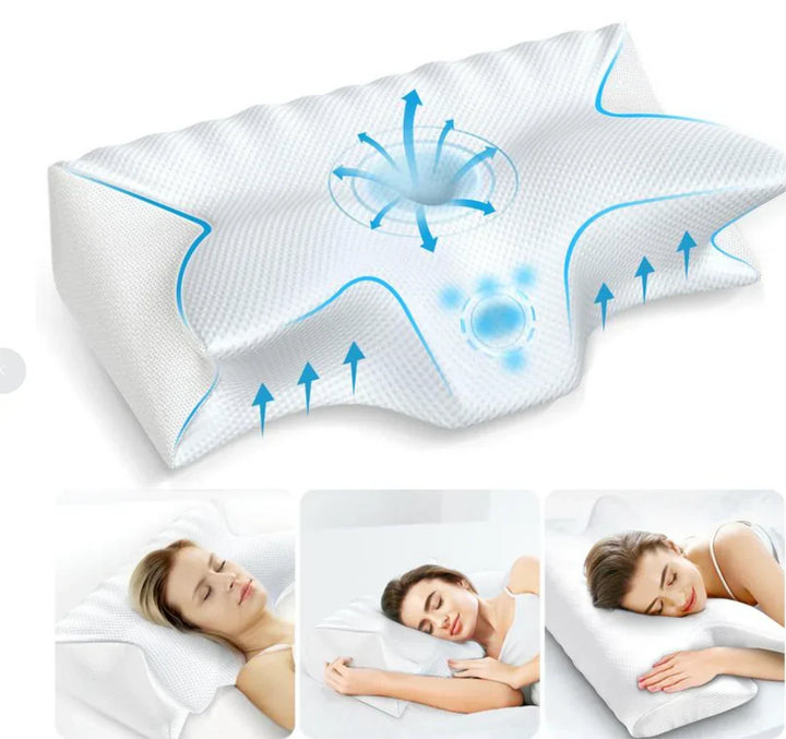Ergonomisch slaapkussen voor nekpijnverlichting, gemaakt van geheugenschuim voor optimale ondersteuning.