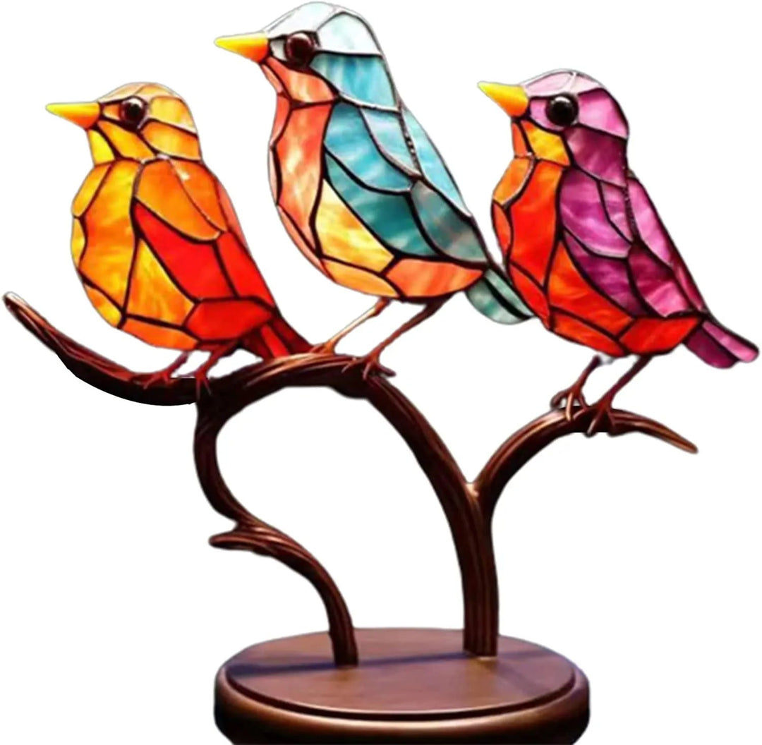 Detailopname van kleurrijk vogelbeeldje, glanzend mozaïek effect