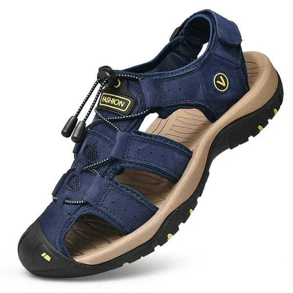 Blauwe wandelsandalen voor heren met antislipzool