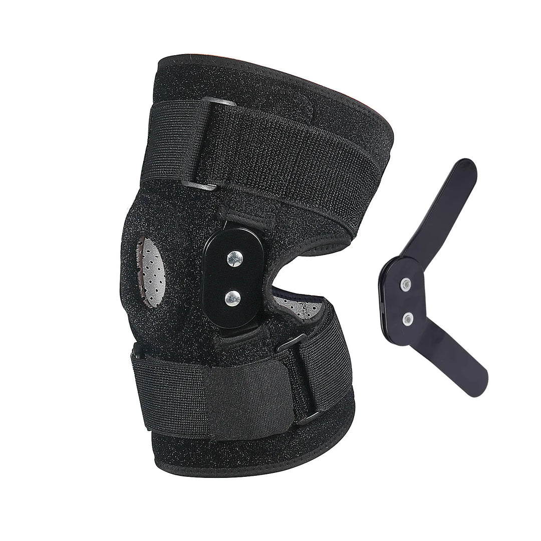 Detail van de verstelbare scharnieren van de ComfortKnee kniebrace.