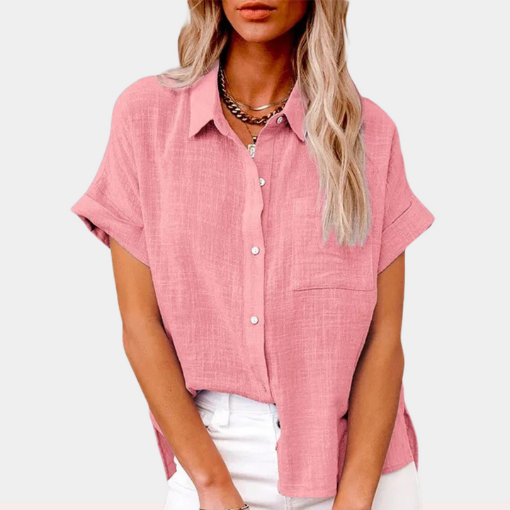 Yara dames luchtige blouse met korte mouwen, ideaal voor zomerse dagen. Comfortabel en stijlvol.