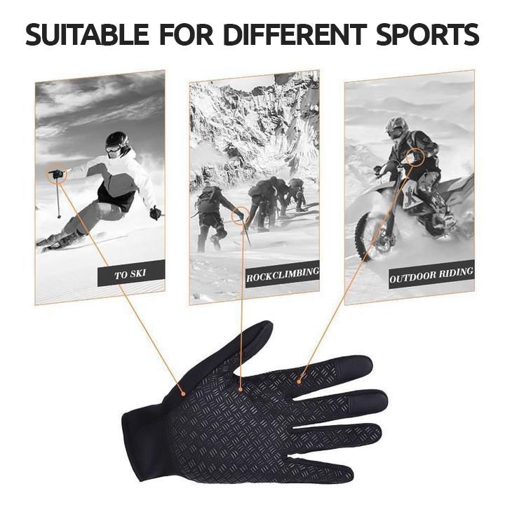 Close-up van vinger met touchscreen-compatibele unisex thermische handschoen voor smartphone bediening.