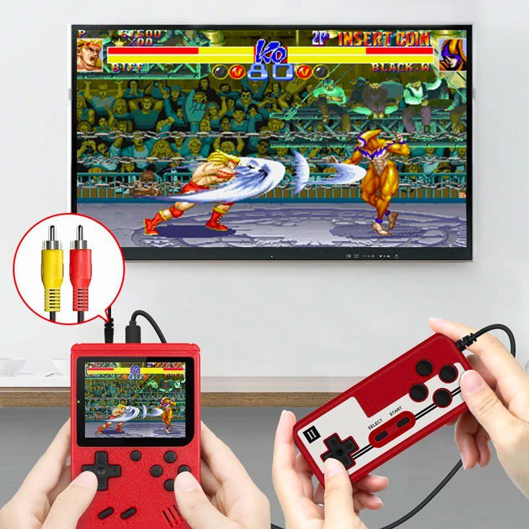 Pure retro gaming pret met deze compacte console, inclusief 400 tijdloze videospellen en nostalgie.