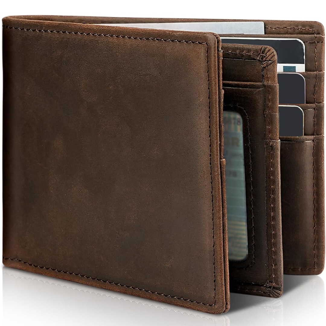 Bruine heren bifold portemonnee met openstaande kaartsleuven