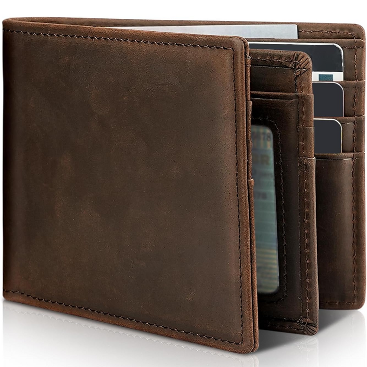 Bruine heren bifold portemonnee met openstaande kaartsleuven