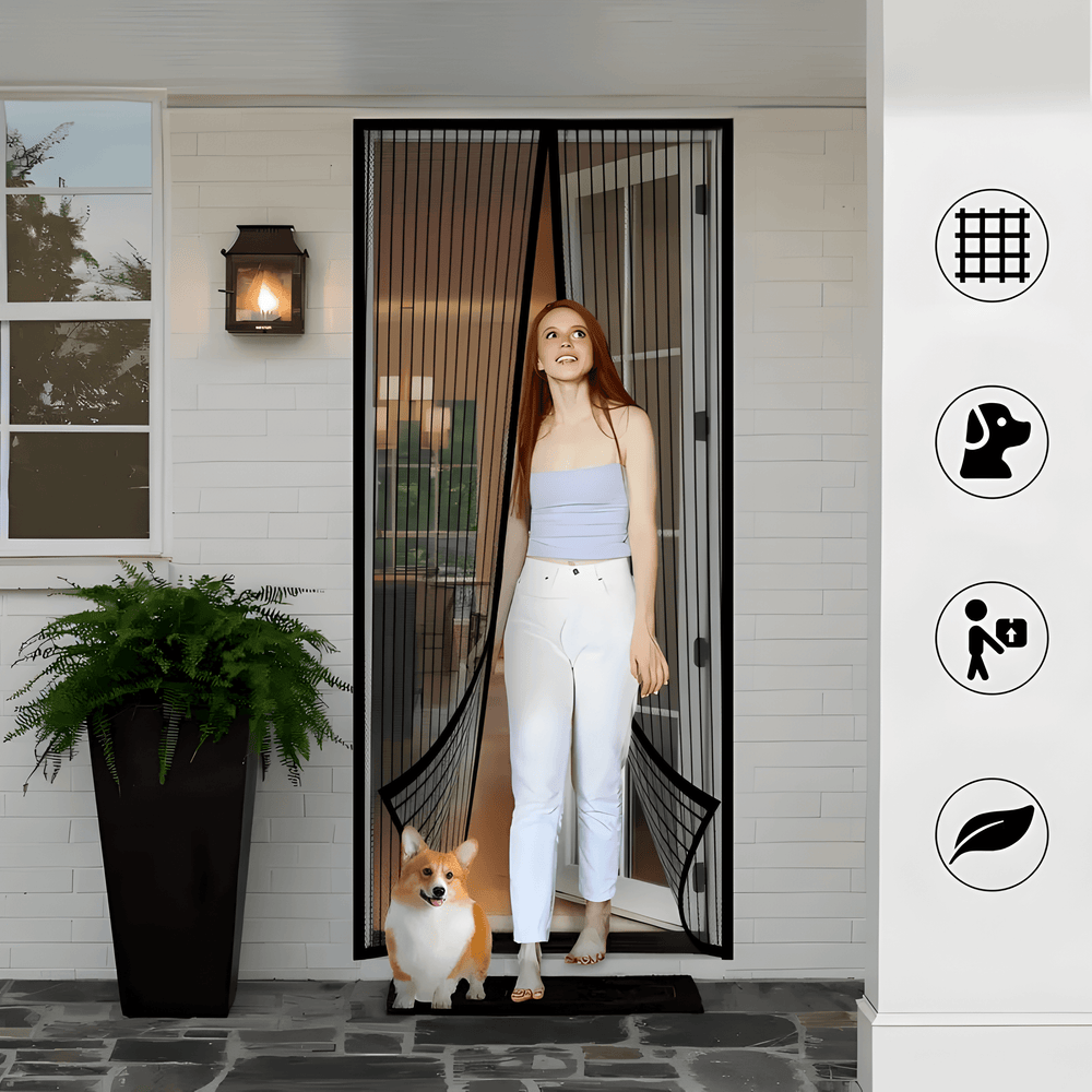Zelfsluitend magnetisch deurmuggennet voor huisdieren. Effectieve insectenwering, ideaal voor zomer en frisse lucht.
