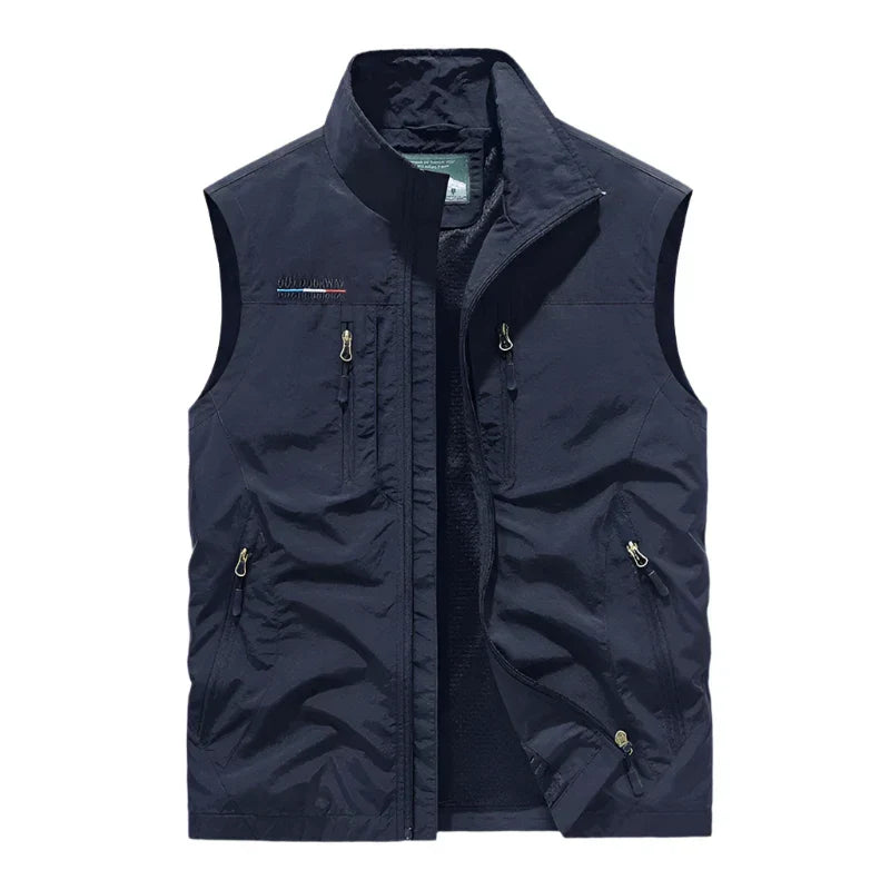Donkerblauwe waterdichte heren bodywarmer voor buitenactiviteiten