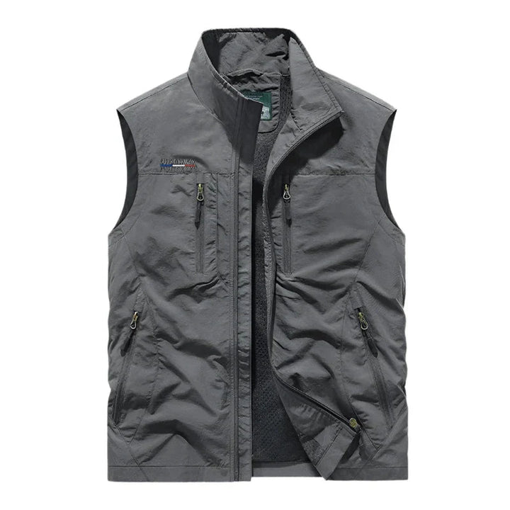 Grijze waterdichte heren bodywarmer met ritssluiting
