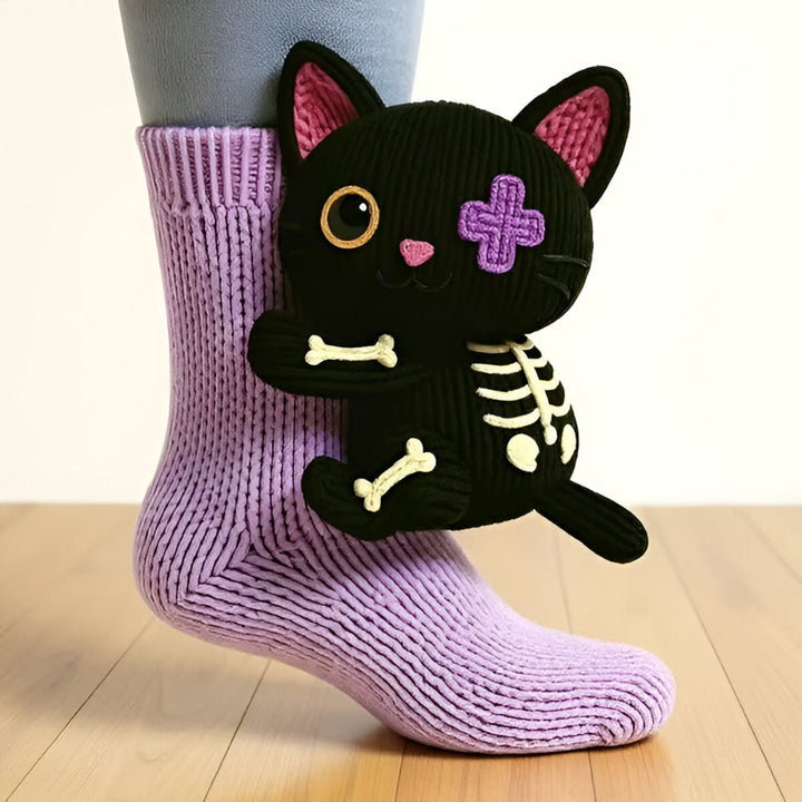Unisex warme dierensokken met schattig 3D uiterlijk, ideaal als cadeau, antislip zool.
