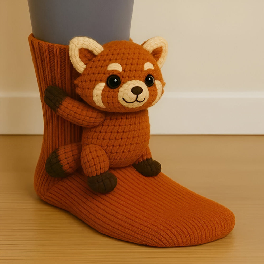 Leuke 3D dierensokken, super zachte antislip huissokken voor gezellige avonden thuis.