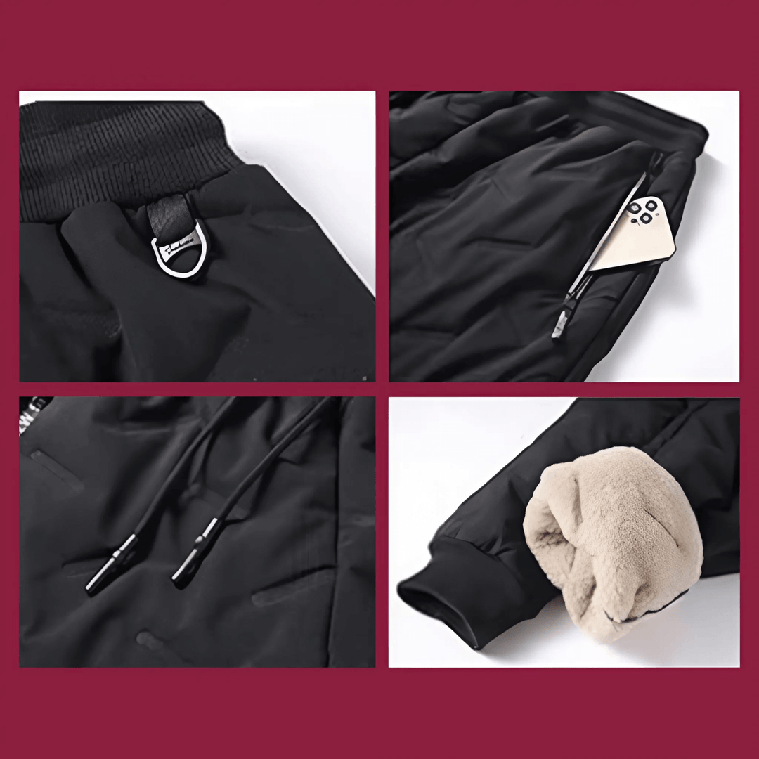 Grijze winterbroek voor heren met thermische voering zijaanzicht
