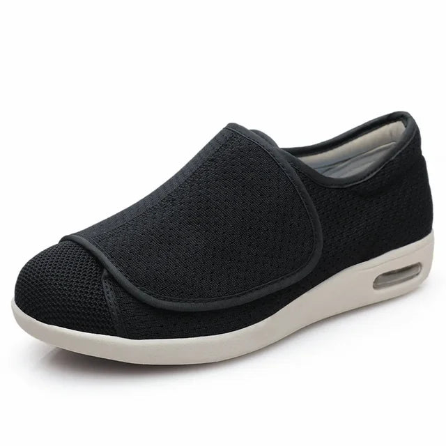 Zwarte orthopedische comfort schoen voor brede voeten