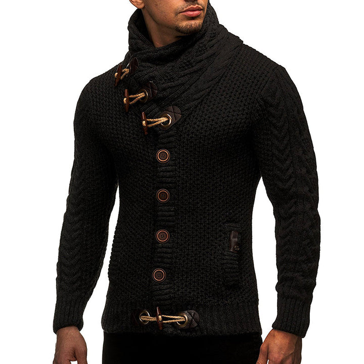 Wit herenvest met col en opvallende houtje-touwtje sluitingen, casual en chic.