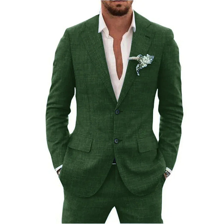 "Ademend linnen herenpak slim fit, tweedelig met blazer en broek, in diverse kleuren voor formele en smart-casual gelegenhede