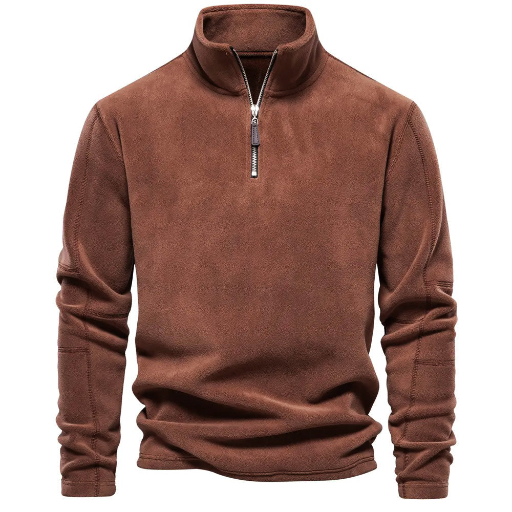 "Aqua fleece trui dames zijkant, ultrazacht met opstaande kraag voor winterwarmte, perfect voor koude dagen."