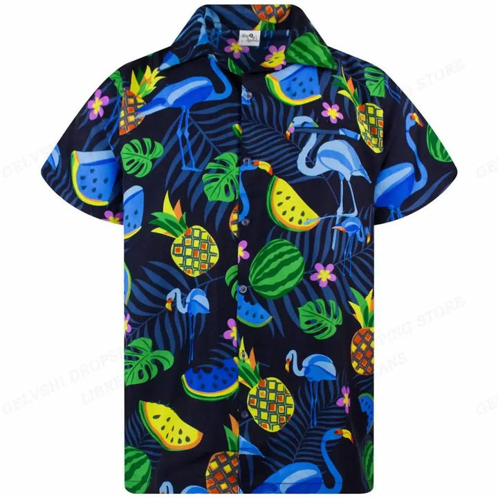Trendy strandmode kledingstuk voor heren met unieke 3D flamingo print