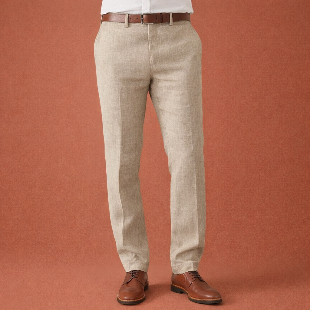 Blauwe slim fit herenbroek; veelzijdig voor casual en nette outfits, comfortabel met ritssluiting en zijzakken.