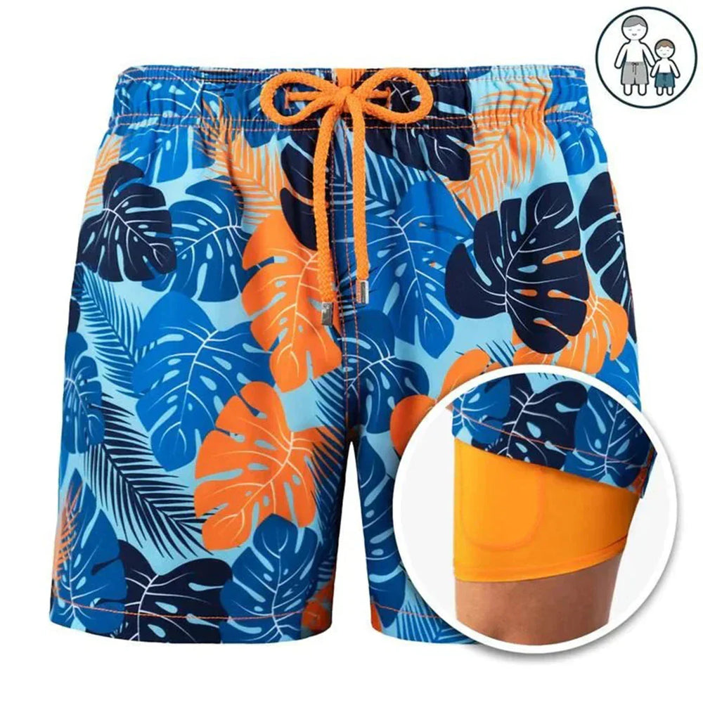 "Blauwe herenzwembroek, sneldrogend en stijlvol voor comfort op het strand of zwembad."