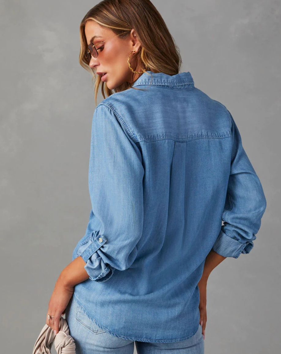 Blouse met knoopsluiting, lange mouwen, katoenmix; stijlvol en modern ontwerp, perfect voor casual en smart-casual stijlen.