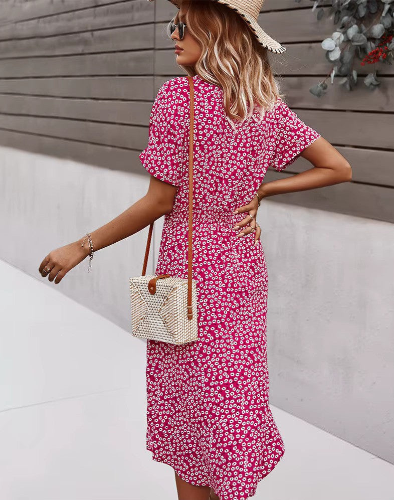 "Boho maxi-jurk met kleurrijke bloemenprint, luchtige stof, perfecte zomerkeuze voor zonnige dagen, bohemian stijl."