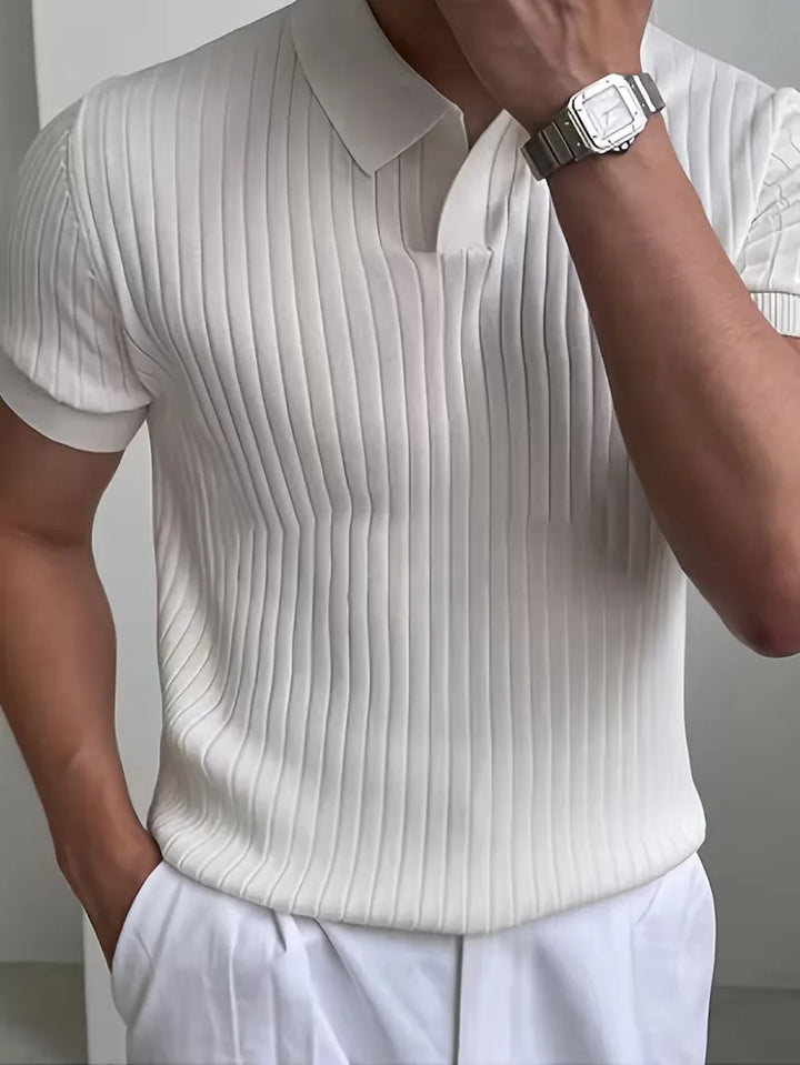 Luxe gebreide heren polo voor een smart casual outfit