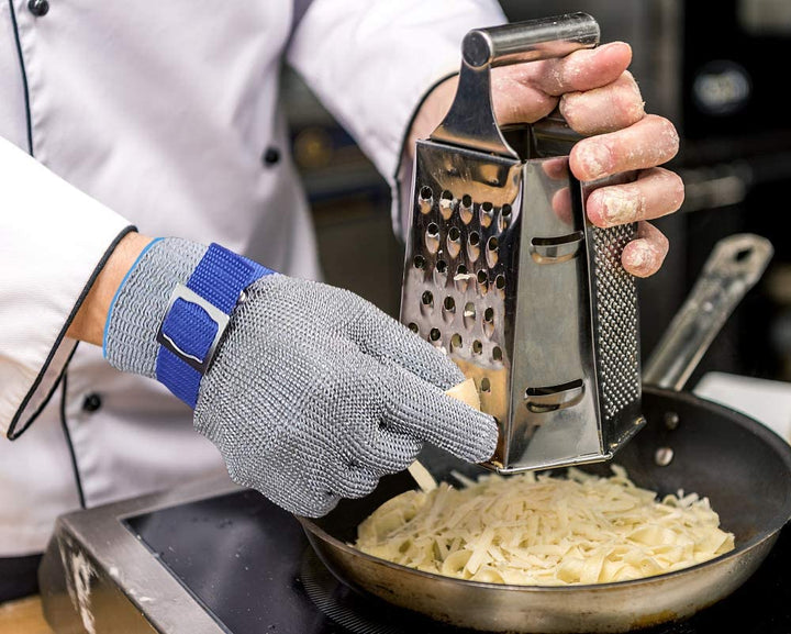 Duurzame unisex handschoen van roestvrij staal, snijbestendig voor veilige klussen en werk.