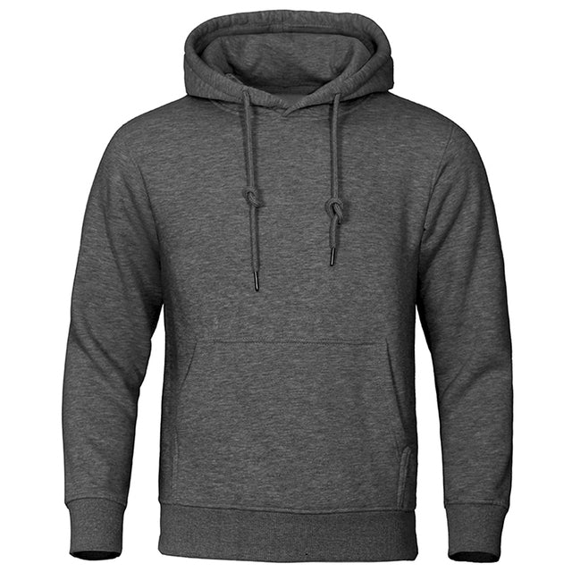 "Casual heren hoodie met zachte fleece, capuchon en kangoeroezak; comfortabele pasvorm voor dagelijks gebruik."