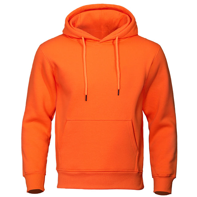 "Casual heren hoodie met zachte fleece, capuchon en kangoeroezak; comfortabele pasvorm voor dagelijks gebruik."